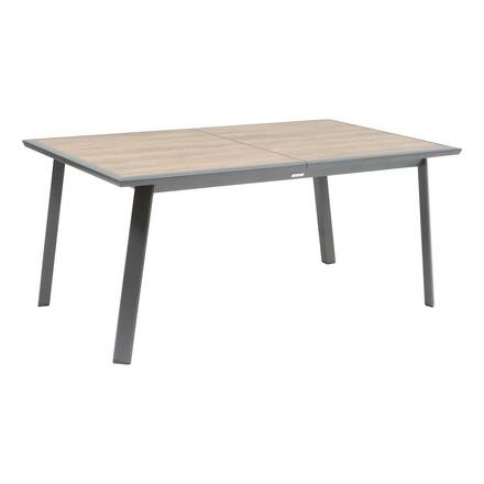Mesa de jardim retangular extensível PAVANE Trufa / Grafite 10 lugares - Alumínio tratado com epóxi, Vidro temperado