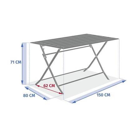 Mesa de jardim retangular dobrável AZUA Espelta / Argila 6 lugares - Alumínio tratado com epóxi, Vidro