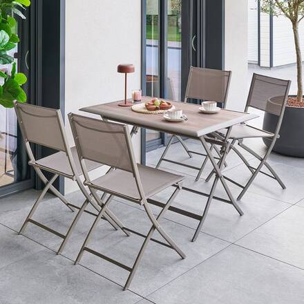 Mesa de jardim retangular dobrável AZUA Trufa / Café 4 lugares - Alumínio tratado com epóxi, Vidro
