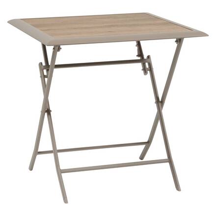Mesa de jardim quadrada dobrável AZUA Trufa / Café 2 lugares - Alumínio tratado com epóxi, Vidro