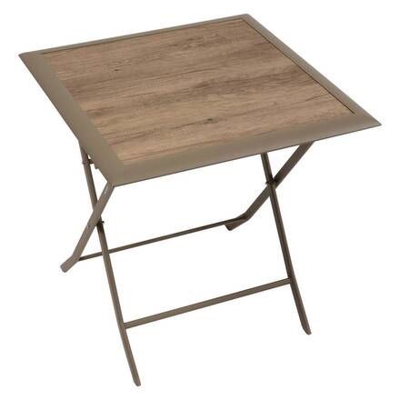 Mesa de jardim quadrada dobrável AZUA Trufa / Café 2 lugares - Alumínio tratado com epóxi, Vidro