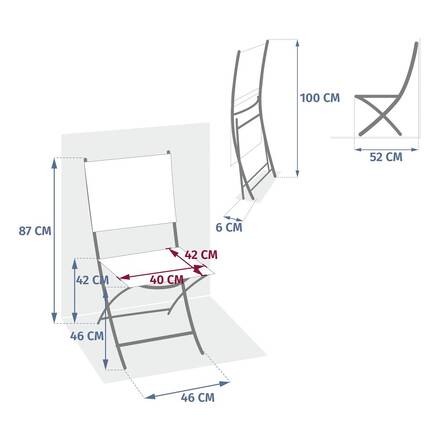 Conjunto de 4 cadeiras de jardim dobráveis MODULA Avelã / Café Aço tratado com epóxi, Texaline