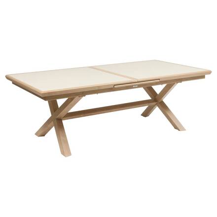 Mesa de jardim retangular extensível AXIOME Argila / Honey 10 lugares - Alumínio tratado com epóxi