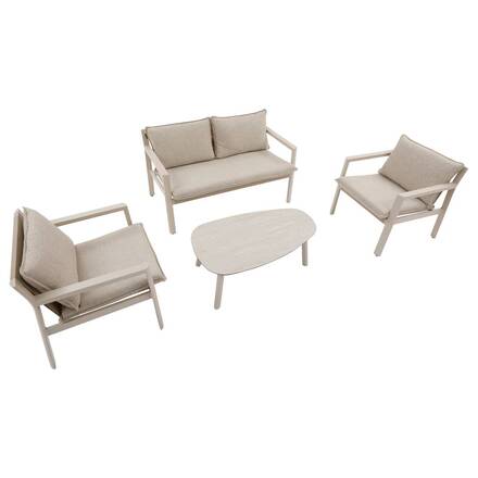 Conjunto de jardim FLOVIA Argila 4 lugares - Alumínio tratado com epóxi, Texaline