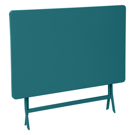 Conjunto de mesa de jardim dobrável retangular + 4 cadeiras GREENSBORO Azul-petróleo 4 lugares - Aço tratado com epóxi, Tratamento antiferrugem reforçado