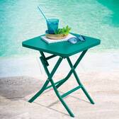 Mesa auxiliar de jardim dobrável quadrada GREENSBORO Verde opala 40 x 40 cm - Aço, Tratamento antiferrugem reforçado Verde opala