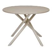 Mesa de jardim redonda NEBULLIA Argila 4 lugares - Alumínio com tratamento epóxi, Tratamento anti-ferrugem reforçado Argila