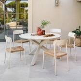 Mesa de jardim redonda ORYON Argila 6 lugares - Alumínio tratado com epóxi, Vidro Argila