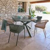 Mesa de jardim redonda ORYON Verde louro 6 lugares - Alumínio tratado com epóxi, Vidro Louro