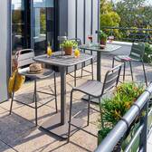 Mesa alta de jardim quadrada ALEGORIA Café 2 lugares - Aço com tratamento epóxi, tratamento antiferrugem reforçado Café