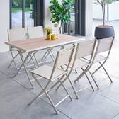 Mesa de jardim retangular dobrável AZUA Espelta / Argila 6 lugares - Alumínio tratado com epóxi, Vidro Espelta / Argila
