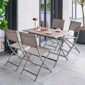 Mesa de jardim retangular dobrável AZUA Trufa / Café 4 lugares - Alumínio tratado com epóxi, Vidro Trufa / Café