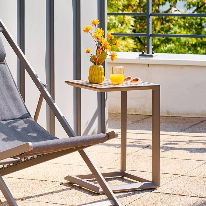 Mesa auxiliar de jardim quadrada ÉVASION Café 38 x 38 cm - Alumínio tratado com epóxi Café