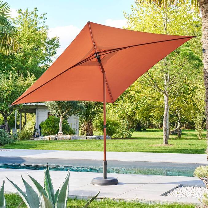 Guarda-sol central quadrado inclinável SOYA Mogno 2,5 x 2,5 m - Aço, Poliéster Mogno