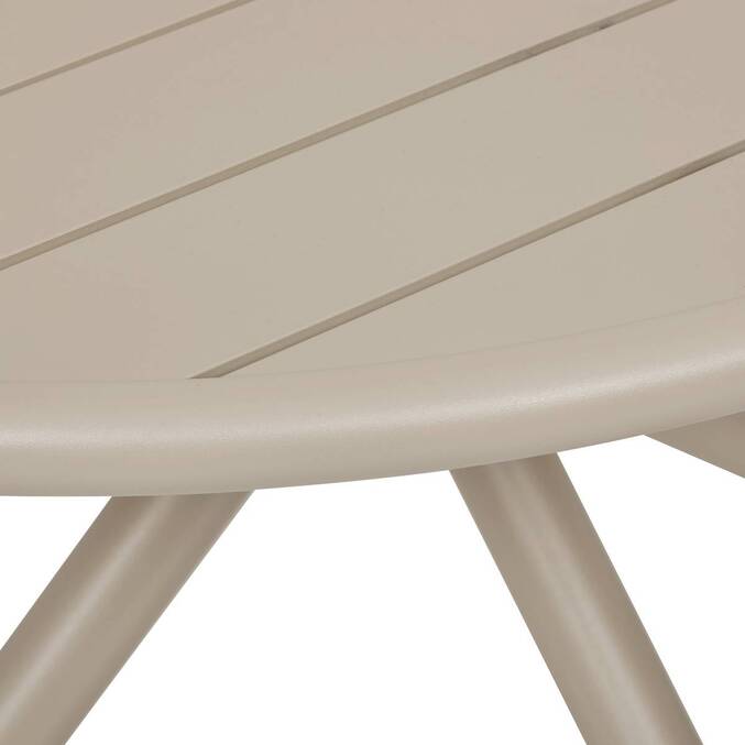 Mesa de jardim redonda NEBULLIA Argila 4 lugares - Alumínio com tratamento epóxi, Tratamento anti-ferrugem reforçado Argila