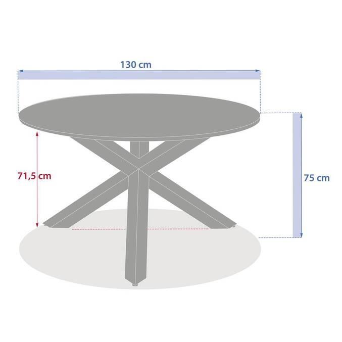 Mesa de jardim redonda ORYON Argila 6 lugares - Alumínio tratado com epóxi, Vidro Argila