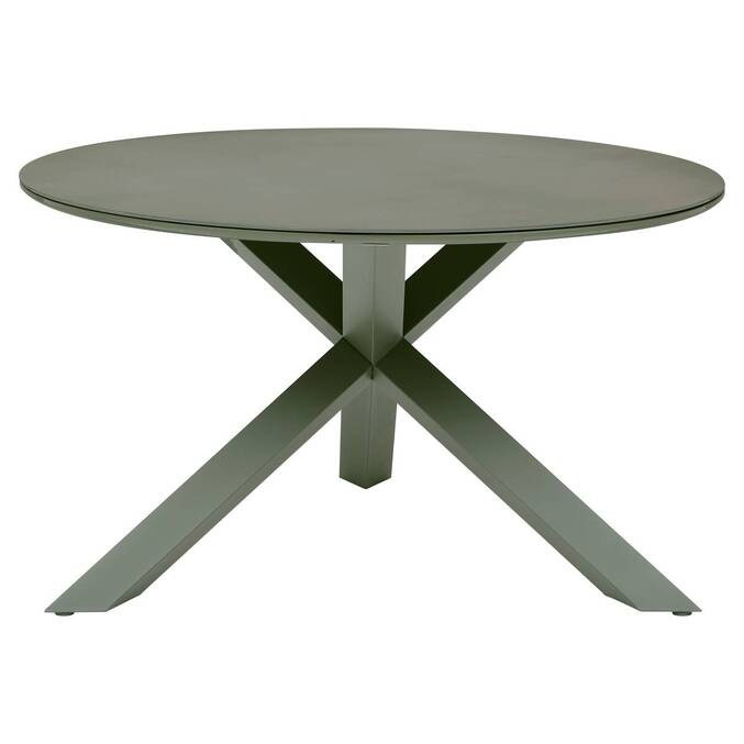 Mesa de jardim redonda ORYON Verde louro 6 lugares - Alumínio tratado com epóxi, Vidro Louro