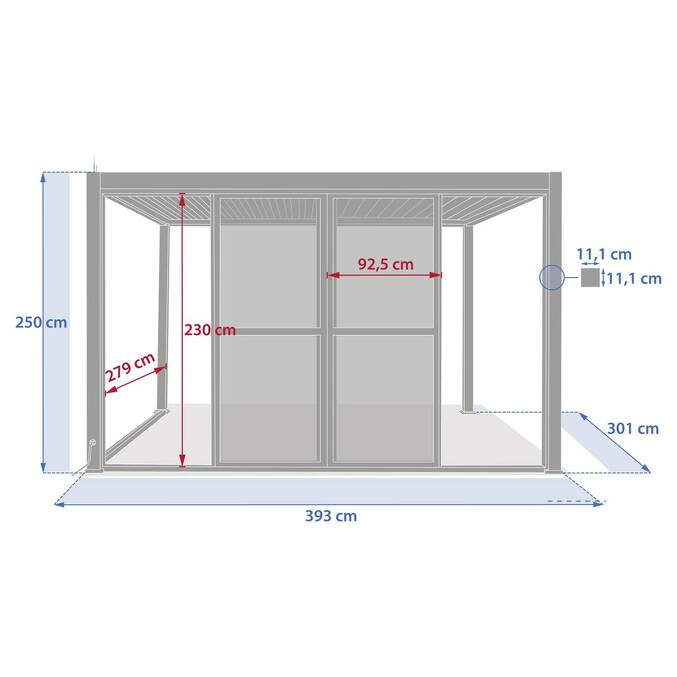 Portas de correr EVORA Grafite Para EVORA Lateral 4 m - 3,7 x 2,3 m - Alumínio com tratamento epóxi3500