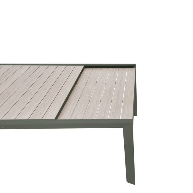 Mesa de jardim quadrada extensível ÉVASION Linho / Verde louro 12 lugares - Alumínio tratado com epóxi Linho / Louro