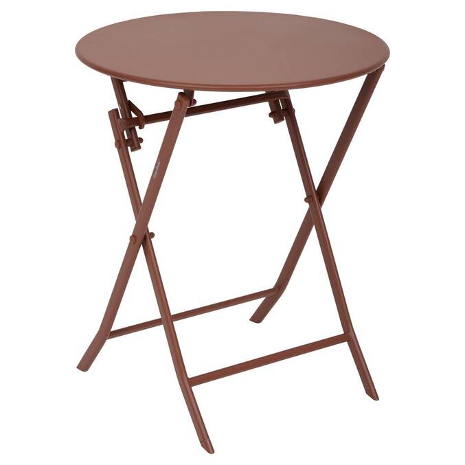 Mesa de varanda dobrável GREENSBORO Mogno 2 lugares - Aço, Tratamento antiferrugem reforçado Mogno