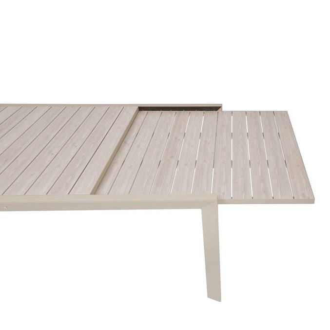 Mesa de jardim quadrada extensível ÉVASION Linho / Argila 12 lugares - Alumínio tratado com epóxi Linho / Argila