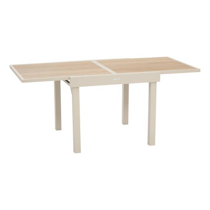 Mesa de jardim quadrada extensível PIAZZA Espelta / Argila 8 lugares - Alumínio tratado com epóxi, Vidro temperado Espelta / Argila