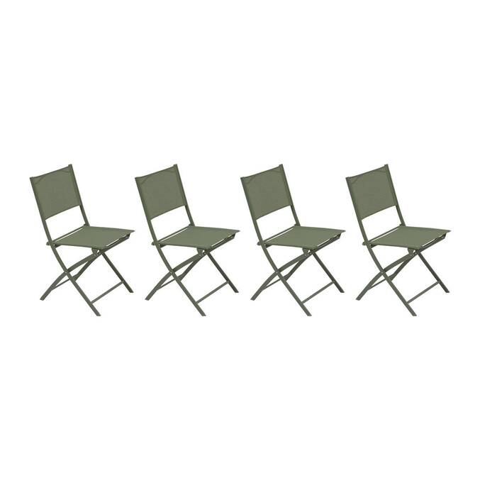 Conjunto de 4 cadeiras de jardim dobráveis MODULA Verde louro Aço tratado com epóxi, Texaline Louro
