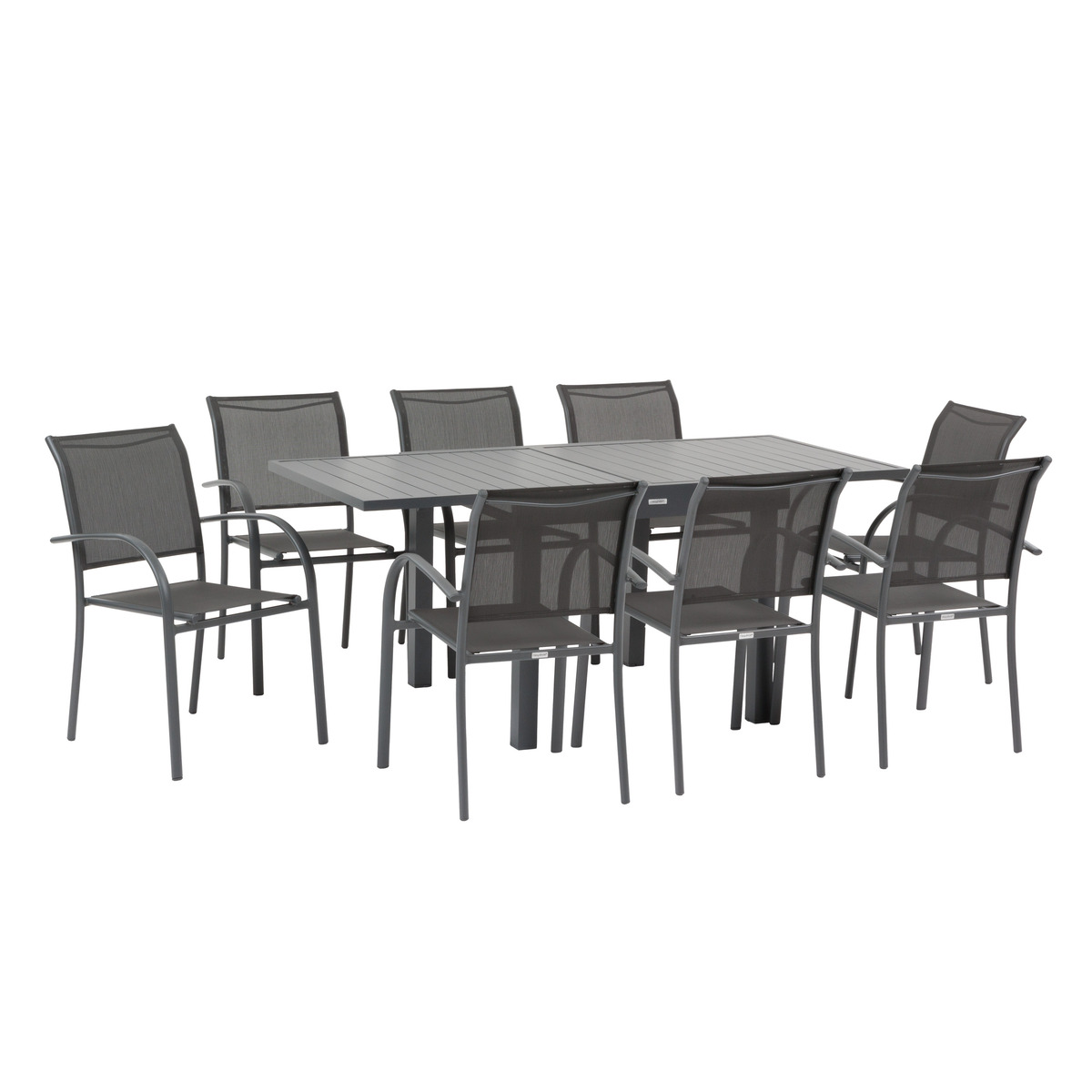 Conjunto de mesa de jardim extensível + 8 poltronas PIAZZA Grafite 8 lugares - Alumínio, ECP Grafite