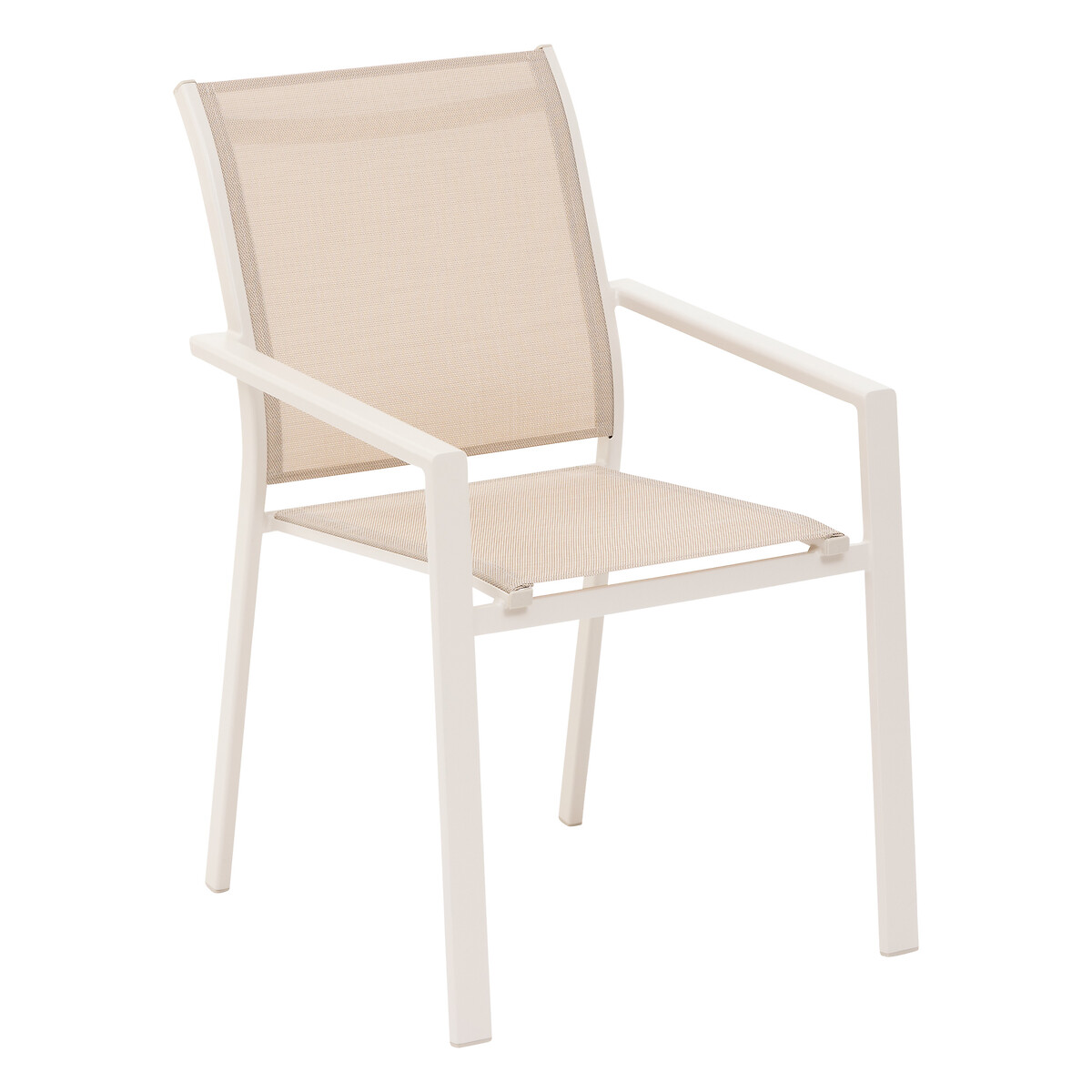 Conjunto de mesa de jardim extensível ÉVASION + 8 poltronas empilháveis ESSENTIA Linho & Argila 8 lugares - Alumínio tratado com epóxi Linho / Argila