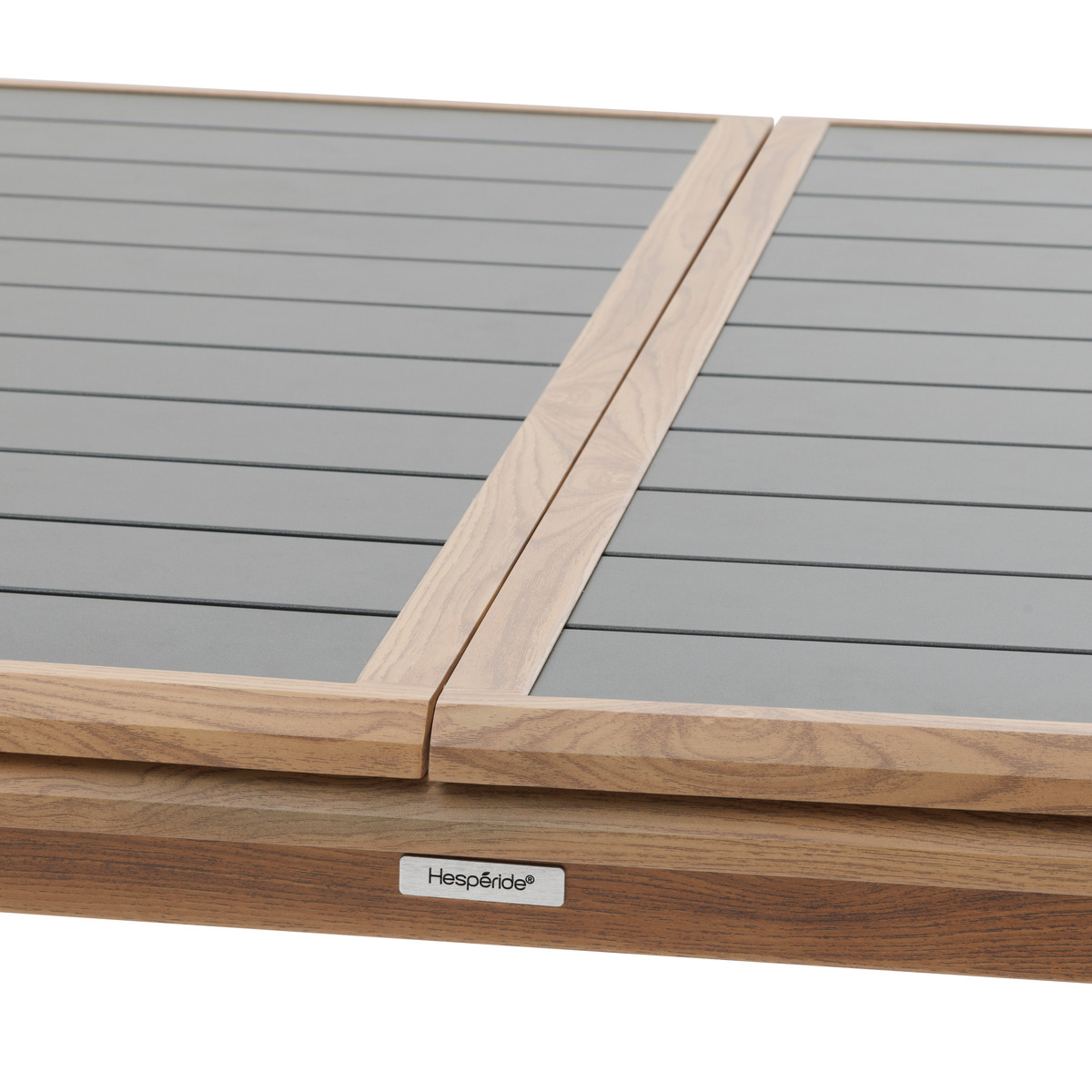 Conjunto de mesa de jardim extensível AXIOME Mel & Grafite + 10 poltronas empilháveis AXANT 10 lugares - Alumínio tratado com epóxi, ECP Mel / Grafite