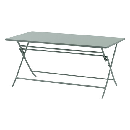Conjunto de mesa de jardim rectangle + 6 cadeiras empilháveis GREENSBORO Verde Oliva 6 lugares - Aço tratado com epóxi, Tratamento antiferrugem reforçado