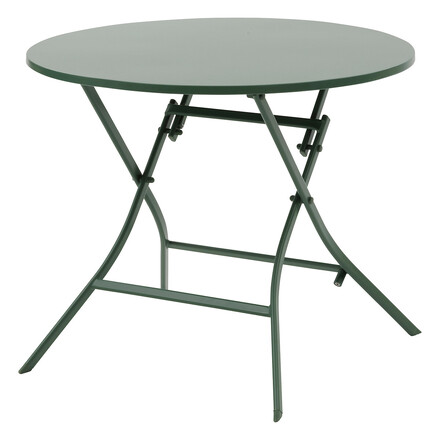 Conjunto de mesa de jardim redonda + 4 cadeiras empilháveis GREENSBORO Verde Oliva 4 lugares - Aço tratado com epóxi, Tratamento antiferrugem reforçado