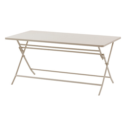 Conjunto de mesa de jardim rectangle + 6 cadeiras empilháveis GREENSBORO Argila 6 lugares - Aço tratado com epóxi, Tratamento antiferrugem reforçado