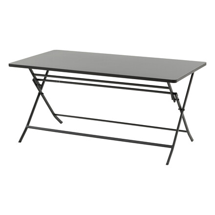 Conjunto de mesa de jardim rectangle + 6 cadeiras empilháveis GREENSBORO Grafite 6 lugares - Aço tratado com epóxi, Tratamento antiferrugem reforçado