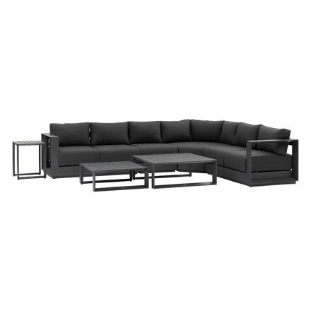 Conjunto de jardim de canto ALLURE Grafite 6 lugares - Alumínio tratado com epóxi, Poliéster