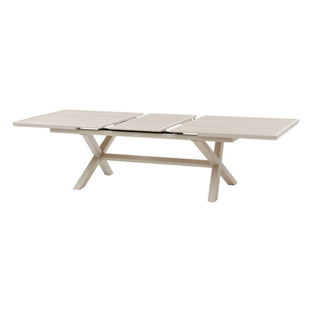 Conjunto de mesa de jardim extensível AXIOME + 10 poltronas empilháveis AXANT Linho & Argila 10 lugares - Alumínio tratado com epóxi, ECP