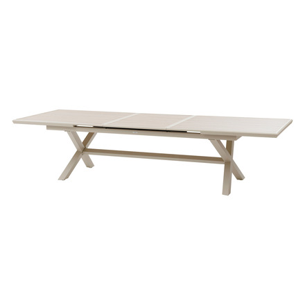 Conjunto de mesa de jardim extensível AXIOME + 12 poltronas empilháveis AXANT Linho & Argila 12 lugares - Alumínio tratado com epóxi, ECP