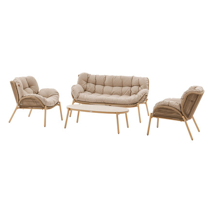 Conjunto de jardim MELOANE Taupe 7 lugares - Aço tratado com epóxi, Resina trançada