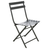 Conjunto de mesa de jardim redonda + 4 cadeiras empilháveis GREENSBORO Grafite 4 lugares - Aço tratado com epóxi, Tratamento antiferrugem reforçado Grafite