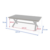 Conjunto de mesa de jardim extensível AXIOME Efeito teca Noz + 10 poltronas DIESE Grafite 10 lugares - Alumínio tratado com epóxi, ECP Teca / Grafite