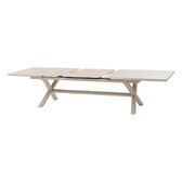 Conjunto de mesa de jardim extensível AXIOME + 12 poltronas empilháveis AXANT Linho & Argila 12 lugares - Alumínio tratado com epóxi, ECP Linho / Argila