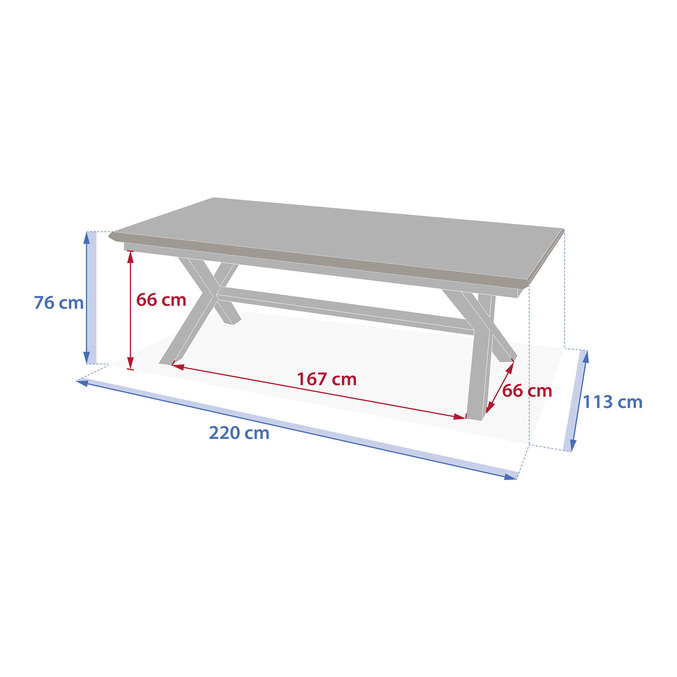 Conjunto de mesa de jardim extensível AXIOME Efeito teca Noz + 10 poltronas DIESE Grafite 10 lugares - Alumínio tratado com epóxi, ECP Teca / Grafite