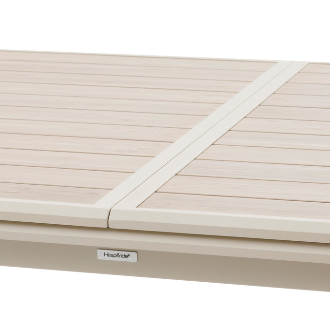 Conjunto de mesa de jardim extensível AXIOME + 12 poltronas empilháveis AXANT Linho & Argila 12 lugares - Alumínio tratado com epóxi, ECP Linho / Argila