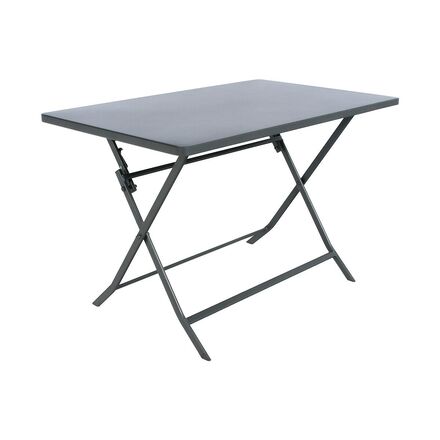 Conjunto de mesa de jardim dobrável retangular + 4 cadeiras GREENSBORO Grafite 4 lugares - Aço tratado com epóxi, Tratamento antiferrugem reforçado