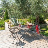 Conjunto de mesa de jardim dobrável retangular + 4 cadeiras GREENSBORO Fava-tonca 4 lugares - Aço tratado com epóxi, Tratamento antiferrugem reforçado Tonka