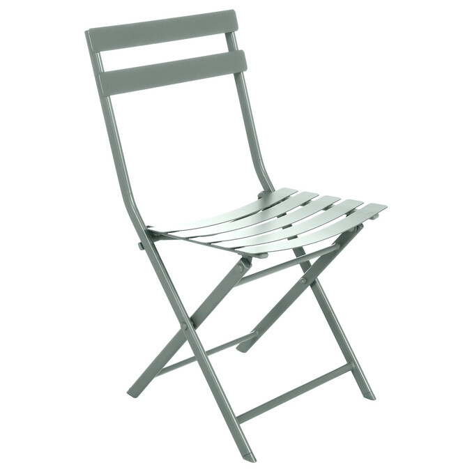 Conjunto de mesa de jardim dobrável quadrada + 2 cadeiras GREENSBORO Verde Oliva 2 lugares - Aço tratado com epóxi, Tratamento antiferrugem reforçado Verde-oliva