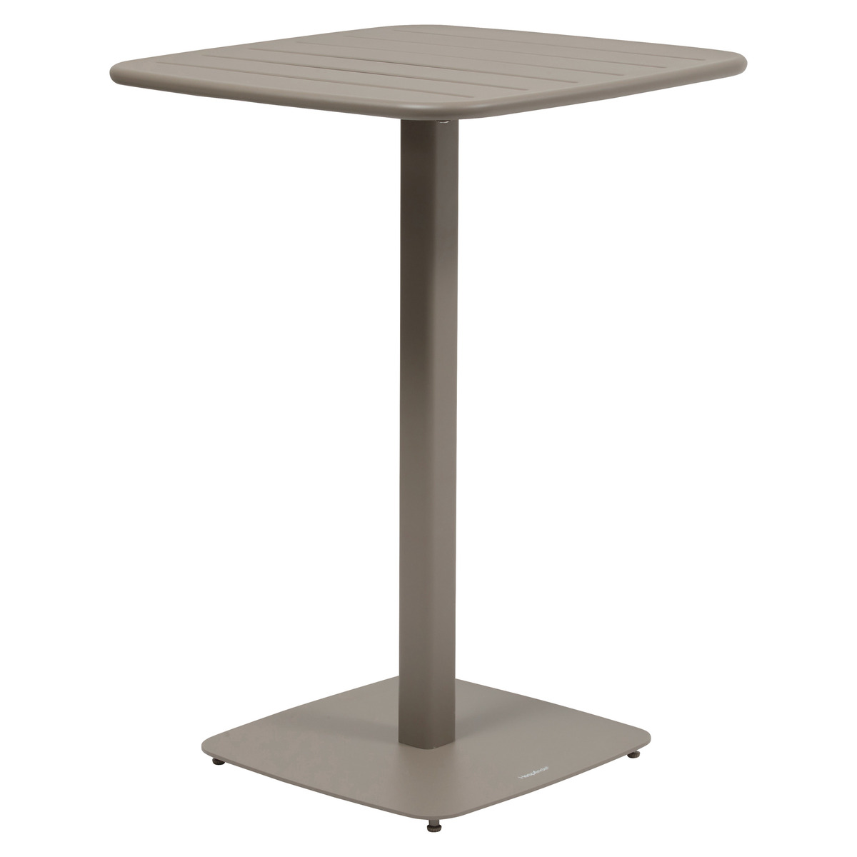 Conjunto de mesa alta de jardim quadrada + 2 cadeiras altas ALEGORIA Café 2 lugares - Aço tratado com epóxi, Tratamento antiferrugem reforçado Café