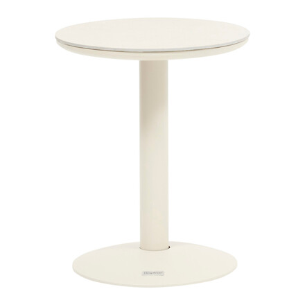 Conjunto poltrona CELESTAM + mesa d’appoint SOLETIA Argila Aço tratado com epóxi, Tratamento antiferrugem reforçado, Texaline