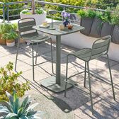 Conjunto de mesa alta de jardim quadrada + 2 cadeiras altas ALEGORIA Loureiro 2 lugares - Aço tratado com epóxi, Tratamento antiferrugem reforçado Louro