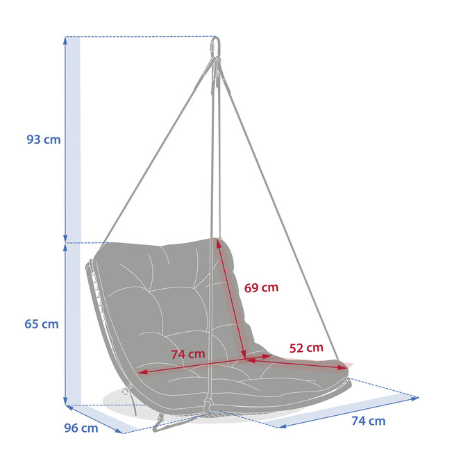 Conjunto poltrona suspensa em forma de ovo DILMAU + suporte PANAO Branco Aço tratado com epóxi, Tratamento antiferrugem reforçado, Olefina Argila